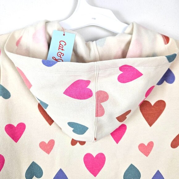 Cat & Jack Girls Heart Print Hoodie Jacket Size XL Plus (14)  Zip-Up Warm Soft - Picture 6 of 10